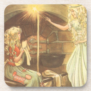 Vintage Fairy Tale, Cinderella and Fairy Godmother Coaster