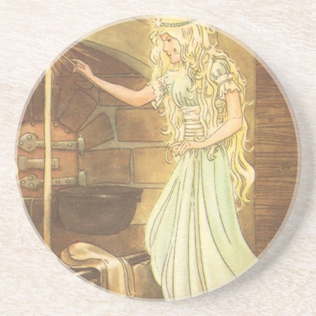 Vintage Fairy Tale, Cinderella and Fairy Godmother Coaster (Front)