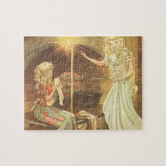 Vintage Fairy Tale, Cinderella and Fairy Godmother Jigsaw Puzzle (Horizontal)