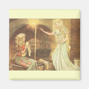 Vintage Fairy Tale, Cinderella and Fairy Godmother Magnet