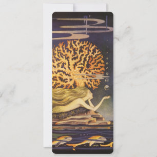 Vintage Fairy Tale, Little Mermaid in Ocean Coral