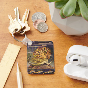 Vintage Fairy Tale, Little Mermaid in Ocean Coral Key Ring