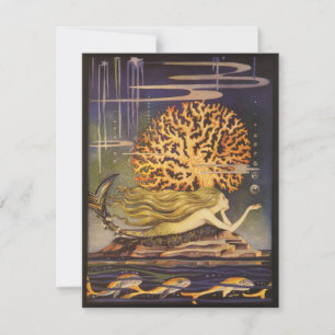 Vintage Fairy Tale, Mermaid in Coral Invitation