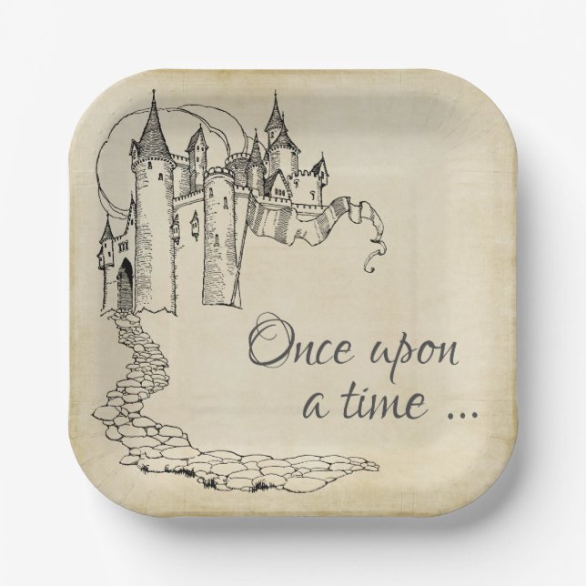 Vintage Fairy Tale Princess Napkins Paper Plate (Front)