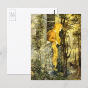 Vintage Fairy Tale, Rapunzel with Long Blonde Hair Postcard