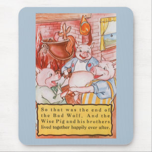 Vintage Fairy Tale Three Little Pigs and the Wolf Mouse Pad