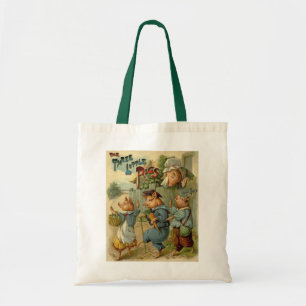 Vintage Fairy Tale, Three Little Pigs Tote Bag