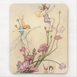 Vintage Fairy Tales, Three Spirits Filled With Joy Mouse Pad