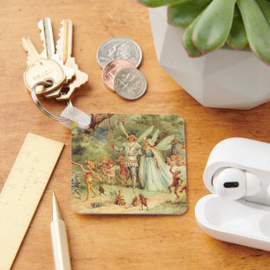 Vintage Fairy Tales, Thumbelina and Prince Wedding Key Ring