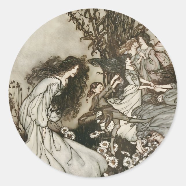 Vintage Fairytale Arthur Rackham Illustration Classic Round Sticker (Front)