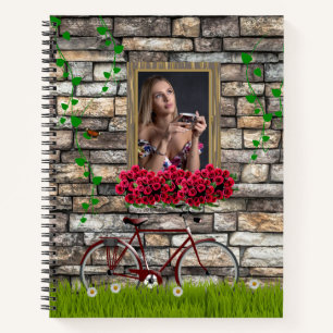 Vintage Fairytale Bicycle Roses Girly Photo Frame Notebook
