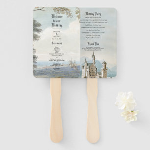 Vintage Fairytale Castle Rustic Forest Wedding Hand Fan