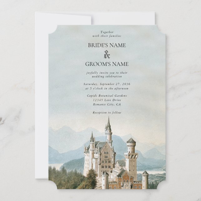 Vintage Fairytale Castle Rustic Forest Wedding Invitation (Front)