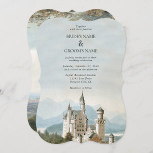 Vintage Fairytale Castle Rustic Forest Wedding Invitation