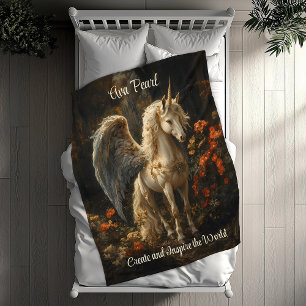 Vintage Fairytale Unicorn Fleece Blanket