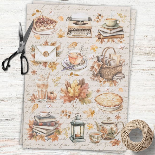 Vintage Fall Autumn Antique Aesthetic Decoupage Tissue Paper (In situ)