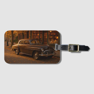 Vintage Fall/Autumn bookstore & car Luggage Tag