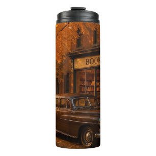 Vintage Fall/Autumn bookstore & car Thermal Tumbler