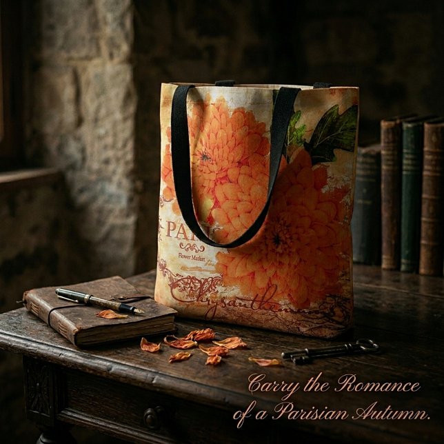 Vintage Fall chrysanthemums Tote Bag (Creator Uploaded)