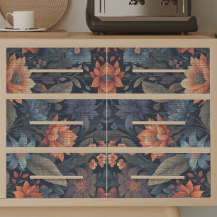 Vintage Fall Coloured Flowers Decoupage Tissue Paper