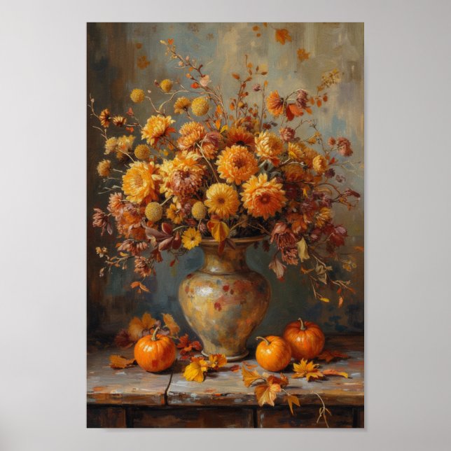 Vintage Fall Dried Flowers Rustic Wall Art (Front)