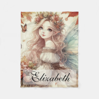 Vintage Fall Fairy with Autumn leaves  Fleece Blanket