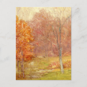 Vintage Fall Forest Painting Postcard