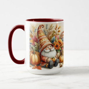 Vintage Fall Gnomes with Autumn leaves  Mug