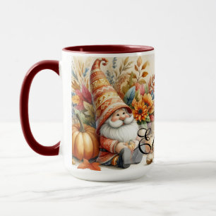 Vintage Fall Gnomes with Autumn leaves Mug