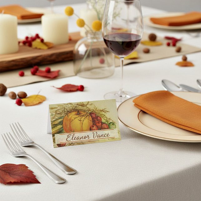 Vintage fall harvest place card (Creator Uploaded)