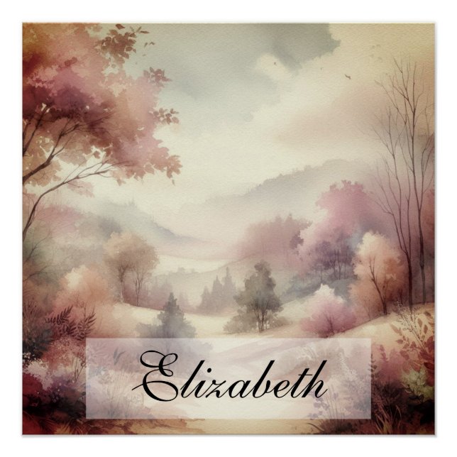 Vintage Fall Leaves Scenery neutral colours  Poster (Front)