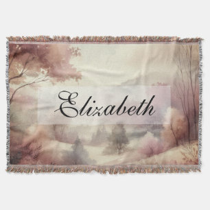 Vintage Fall Leaves Scenery neutral colours Throw Blanket
