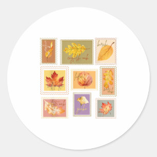 Vintage Fall Leaves _ Watercolor Leaf Stamps _ Aut Classic Round Sticker