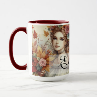 Vintage Fall Princess with Autumn leaves  Mug