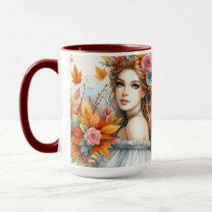 Vintage Fall Princess with Autumn leaves Mug