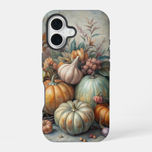 VINTAGE FALL PUMPKIN SCENE WITH FLOWERS iPhone 16 CASE
