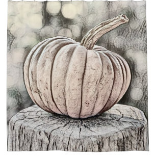 Vintage Fall pumpkins fall colours drawing  Shower Curtain