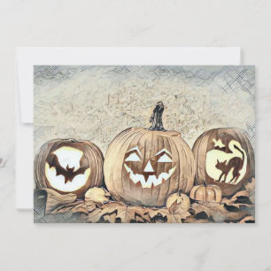 Vintage Fall pumpkins fall colours watercolor Inv Invitation