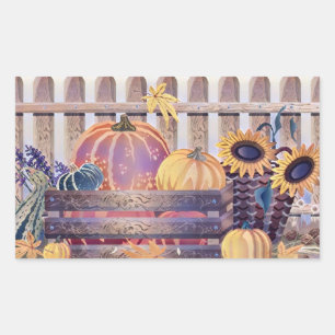 Vintage Fall pumpkins fall colours watercolor Rectangular Sticker