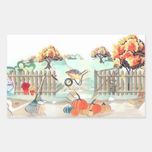 Vintage Fall pumpkins fall colours watercolor Rectangular Sticker