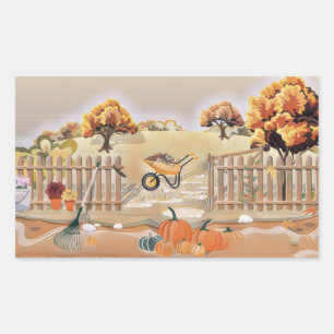 Vintage Fall pumpkins fall colours watercolor  Rectangular Sticker