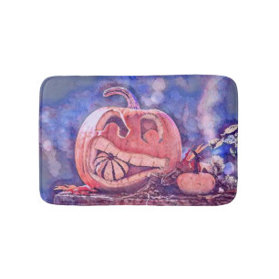 Vintage Fall pumpkins fall colours watercolor  Sho Bath Mat