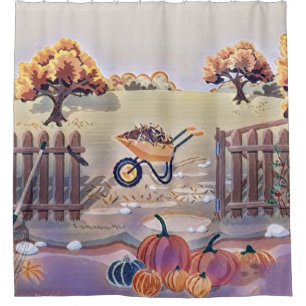 Vintage Fall pumpkins fall colours watercolor Sho Shower Curtain