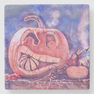 Vintage Fall pumpkins fall colours watercolor Sho Stone Coaster