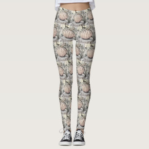 Vintage Fall pumpkins fall colours watercolor Thr Leggings