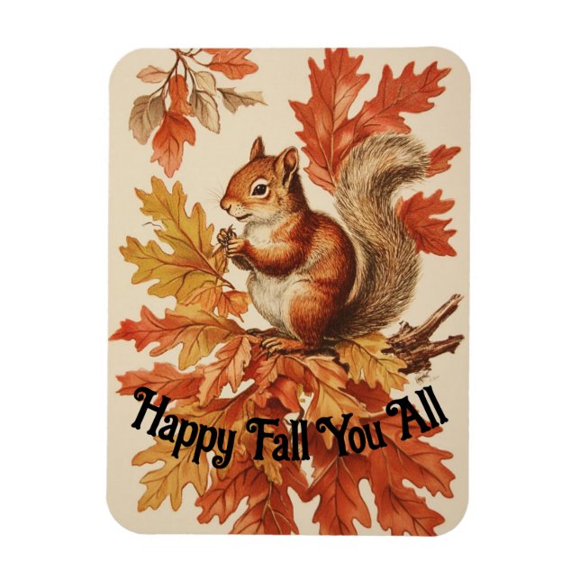 Vintage Fall Squirrel Flexible Magnet (Vertical)