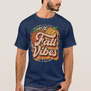 Vintage Fall Vibes Leopard Pumpkin Patch Autumn Th T-Shirt