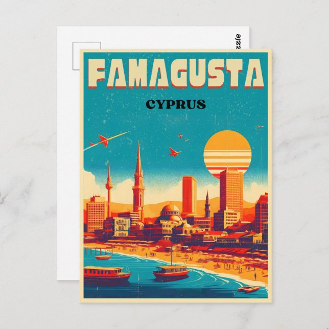 vintage Famagusta Beach Cyprus gifts Postcard (Front/Back)