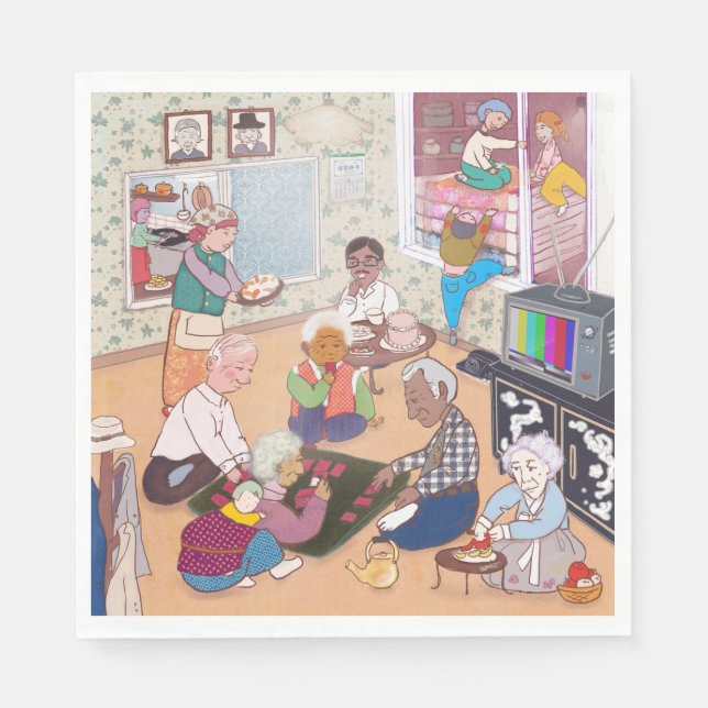 Vintage Family Art Napkin (Front)