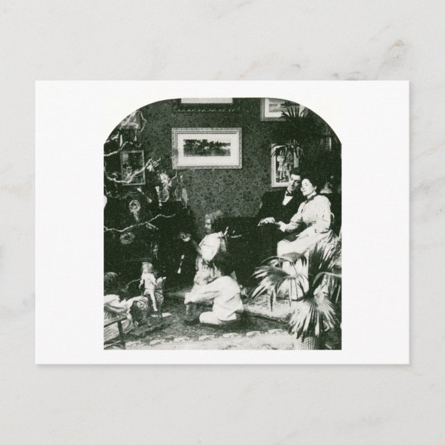 Vintage Family Christmas - Stereoview Holiday Postcard (Front)
